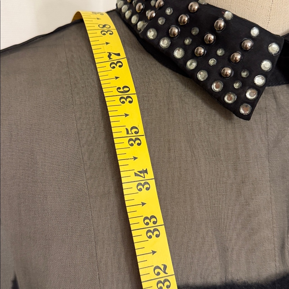 Alberta Ferretti Gray/Black slip on wool Dress with Studded Collar, Size S-M. - Picture 11 of 17